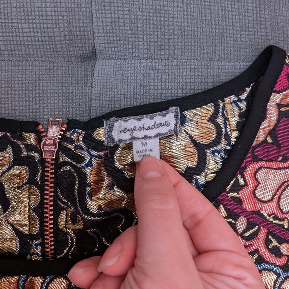 Eyeshadow Metallic Floral A-Line Dress (RIPPED SEAM-SEE DESCRIPTION) - Picture 4 of 11